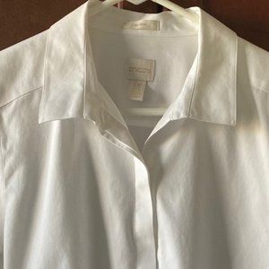 CHICO'S Size 1.5 (misses 10) White Long Sleeve No Iron Shirt